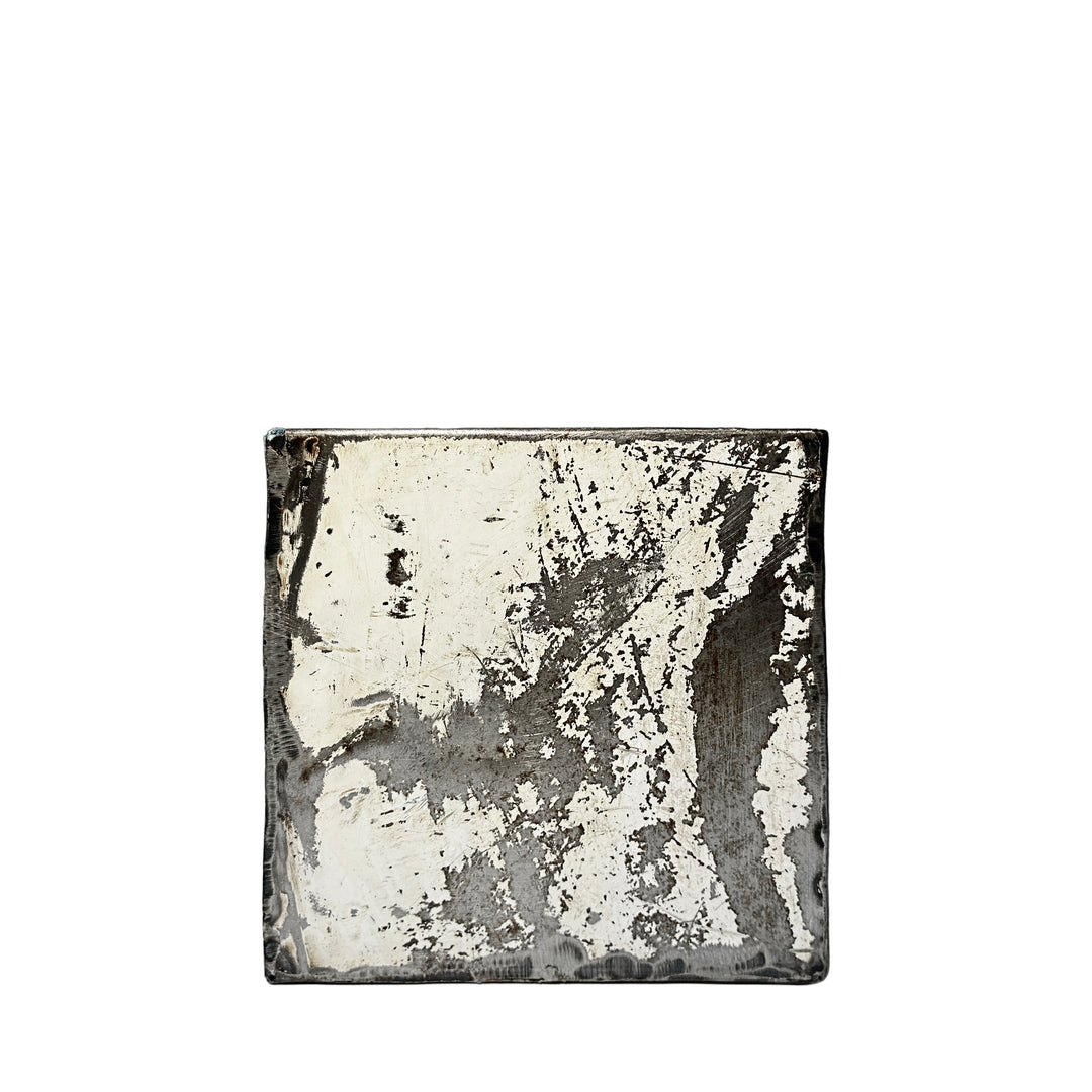 Quadratische Box aus wiederverwertetem Metall - 15 x15 x 15 cm - Schwarz/Silber