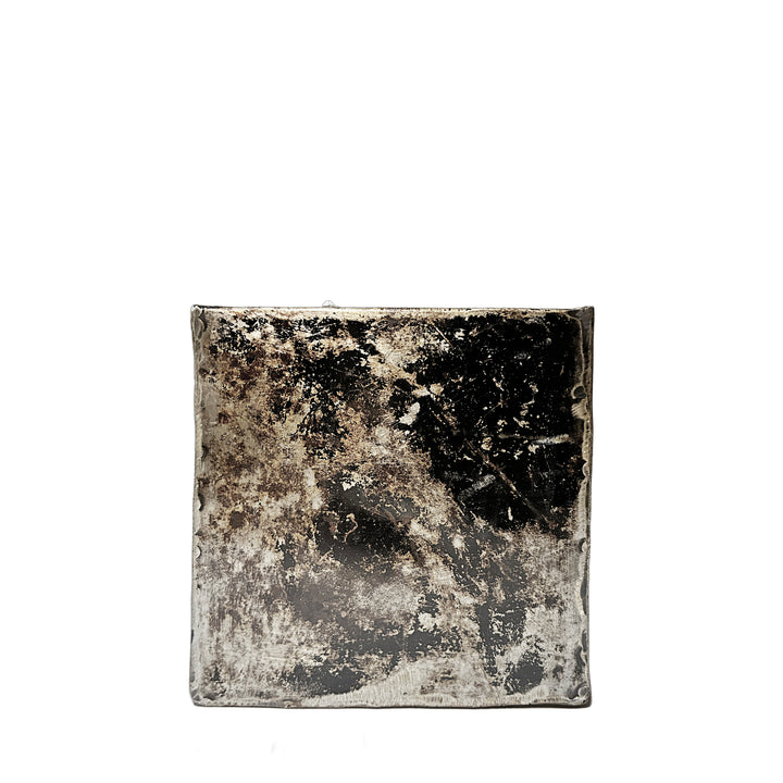 Quadratische Box aus wiederverwertetem Metall - 15 x15 x 15 cm - Schwarz/Silber