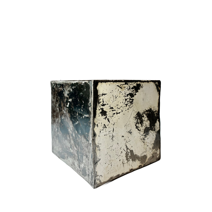 Quadratische Box aus wiederverwertetem Metall - 15 x15 x 15 cm - Schwarz/Silber