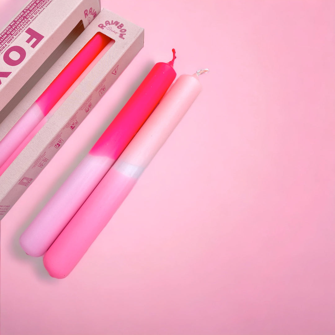 Rainbow Studio "Foxy" – Handgetauchte Neon-Dinnerkerzen Im 2er-Set