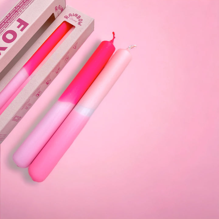 Rainbow Studio "Foxy" – Handgetauchte Neon-Dinnerkerzen Im 2er-Set