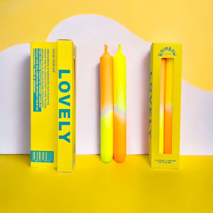 Rainbow Studio "Lovely" – Handgetauchte Neon-Dinnerkerzen Im 2er-Set