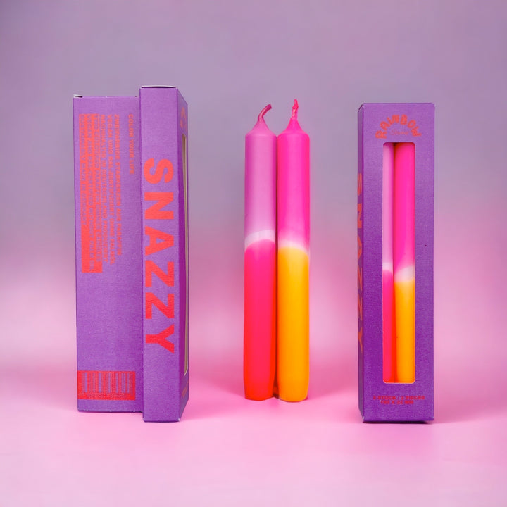 Rainbow Studio "Snazzy" – Handgetauchte Neon-Dinnerkerzen Im 2er-Set