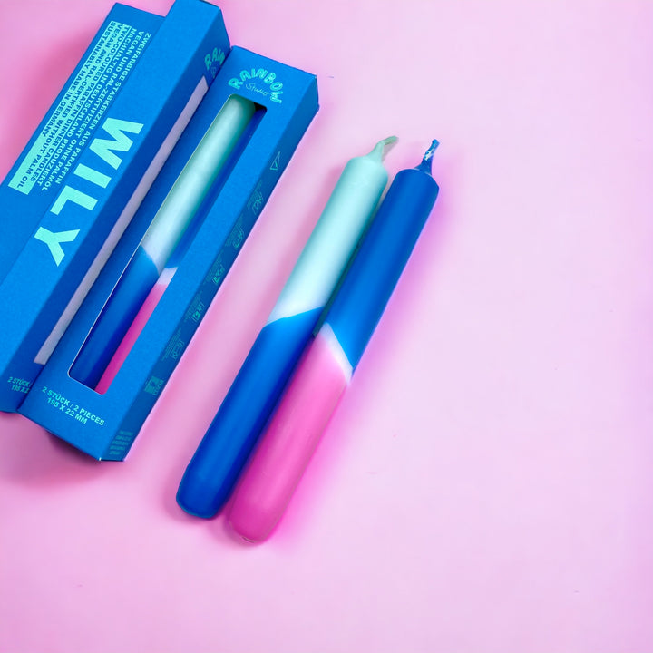 Rainbow Studio "Wily" – Handgetauchte Neon-Dinnerkerzen Im 2er-Set