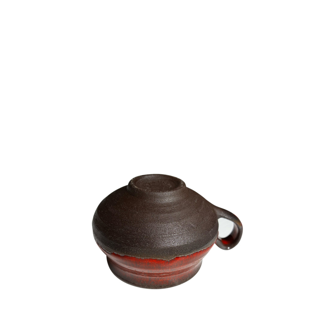 4er-Set Keramiktassen mit Untertasse – Braunrot