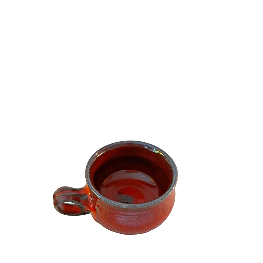 4er-Set Keramiktassen mit Untertasse – Braunrot
