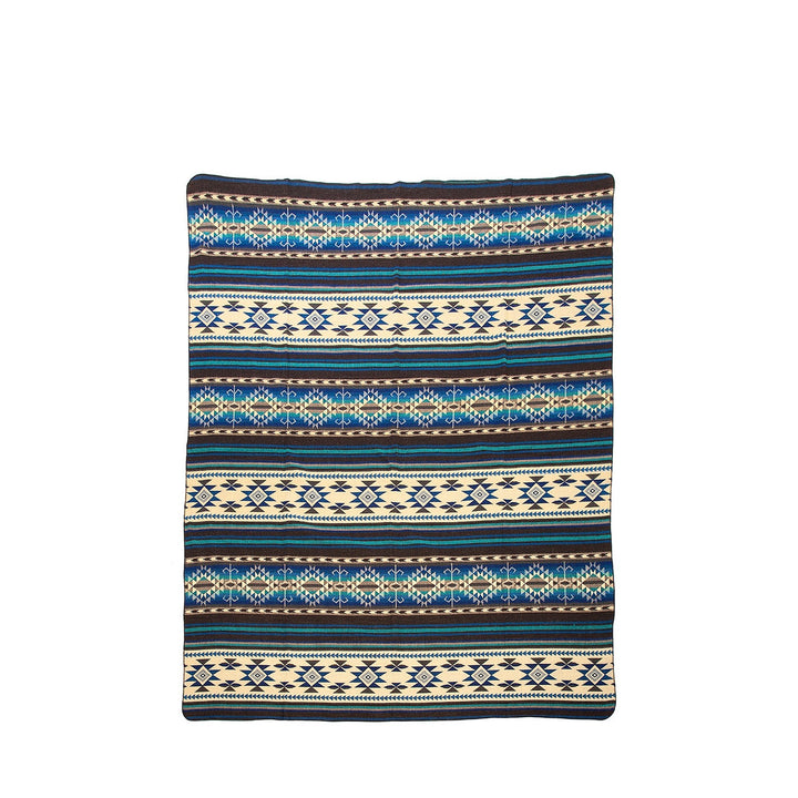 Authentische Alpakadecke Cotopaxi – handgewebt in den Anden, 110 x 185 cm - Blau