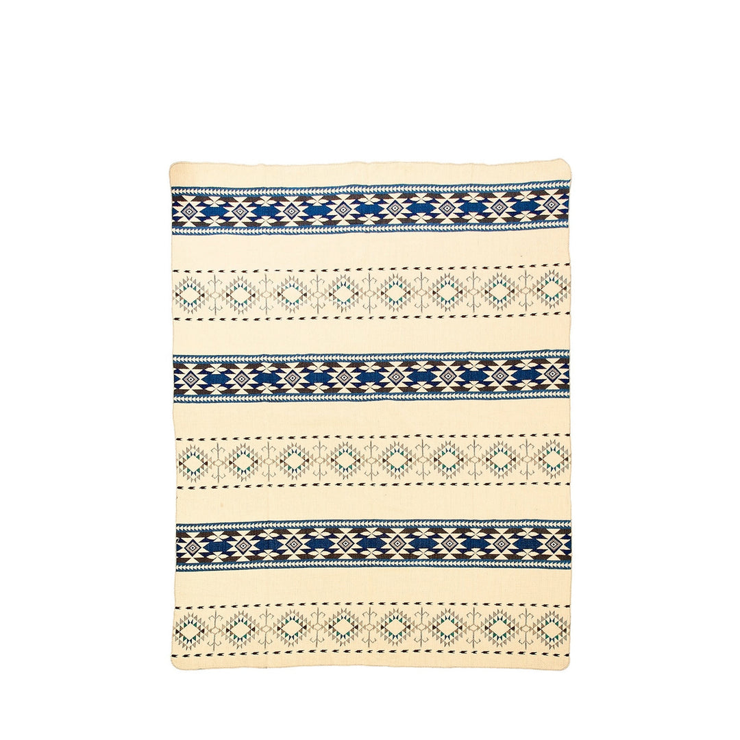 Authentische Alpakadecke Cotopaxi – handgewebt in den Anden, 110 x 185 cm - Blau