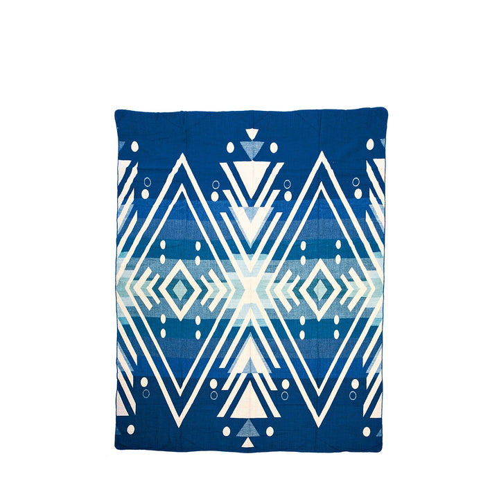 Authentische Alpakadecke Imbabura – handgewebt in den Anden - 110 x 185 cm - Blau