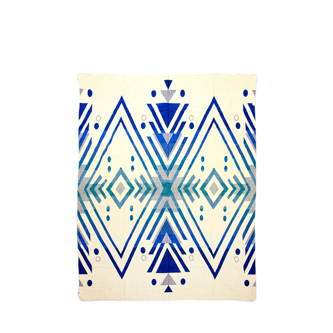 Authentische Alpakadecke Imbabura – handgewebt in den Anden - 110 x 185 cm - Blau