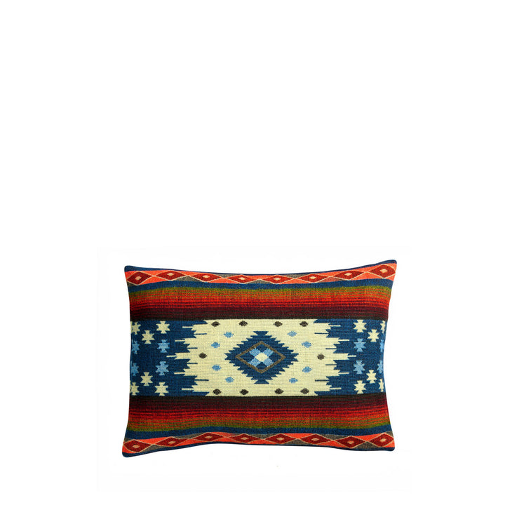 Authentisches Alpakakissen Quilotoa – handgewebt in den Anden, 40 x 60 cm - Blau