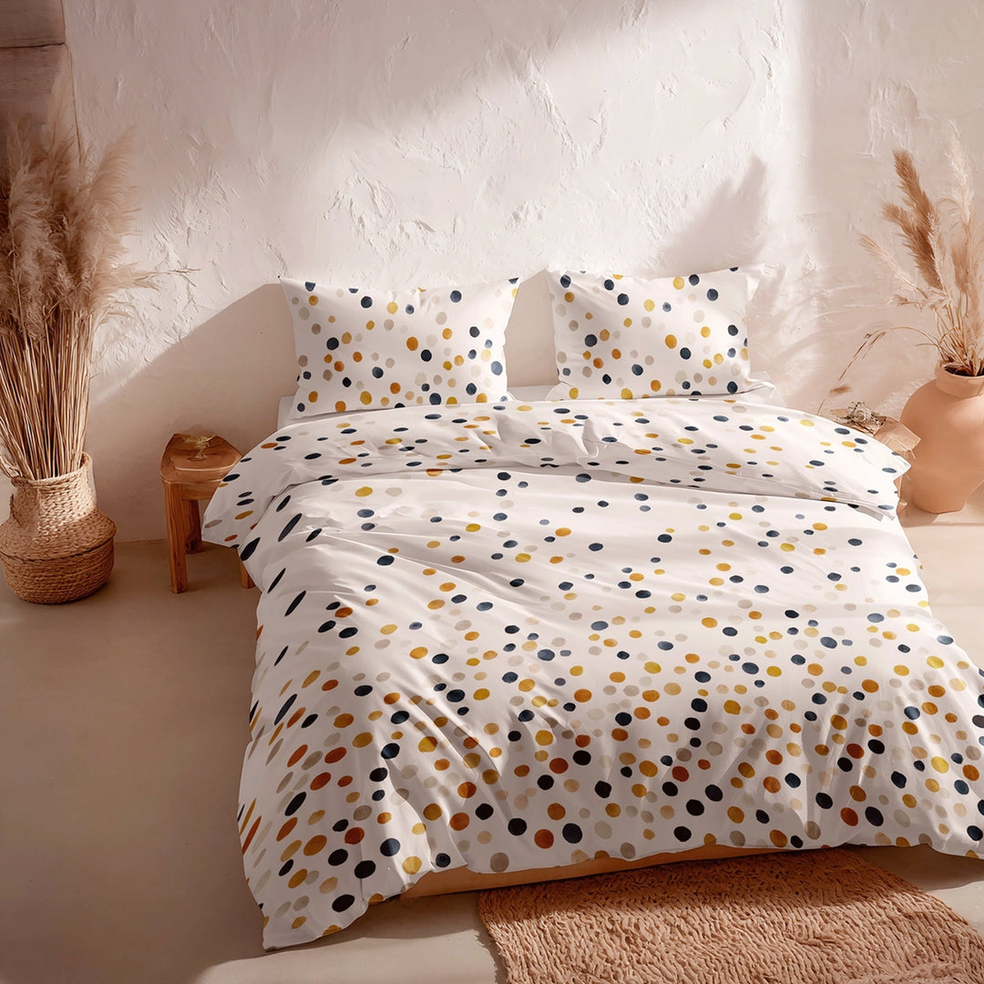 Gepunktetes Bettbezug-Set aus 100 % Baumwolle – 2/3-teilig, 2 Farben