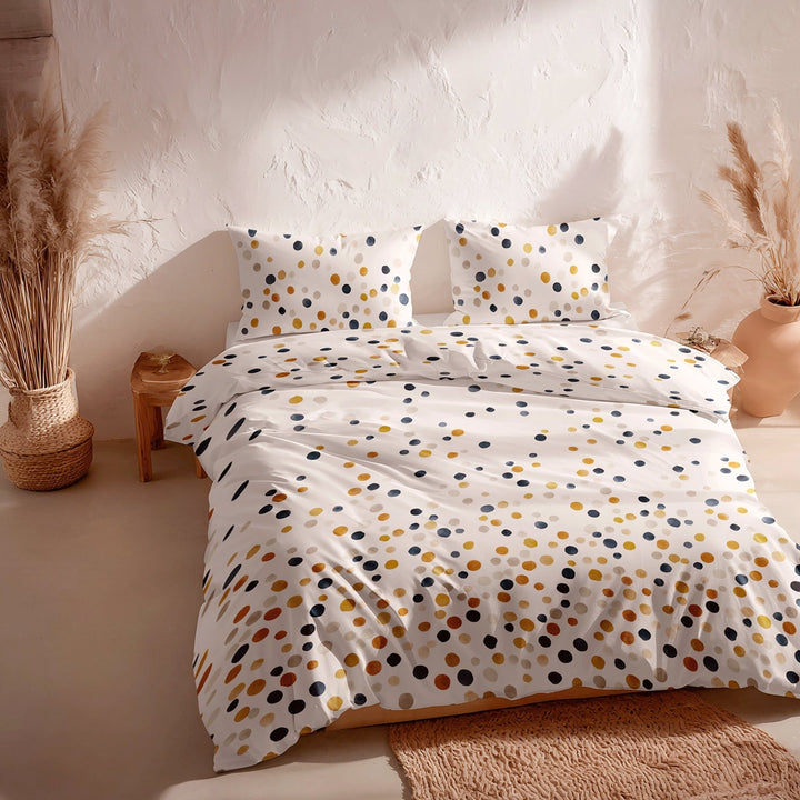 Gepunktetes Bettbezug-Set aus 100 % Baumwolle – 2/3-teilig, 2 Farben