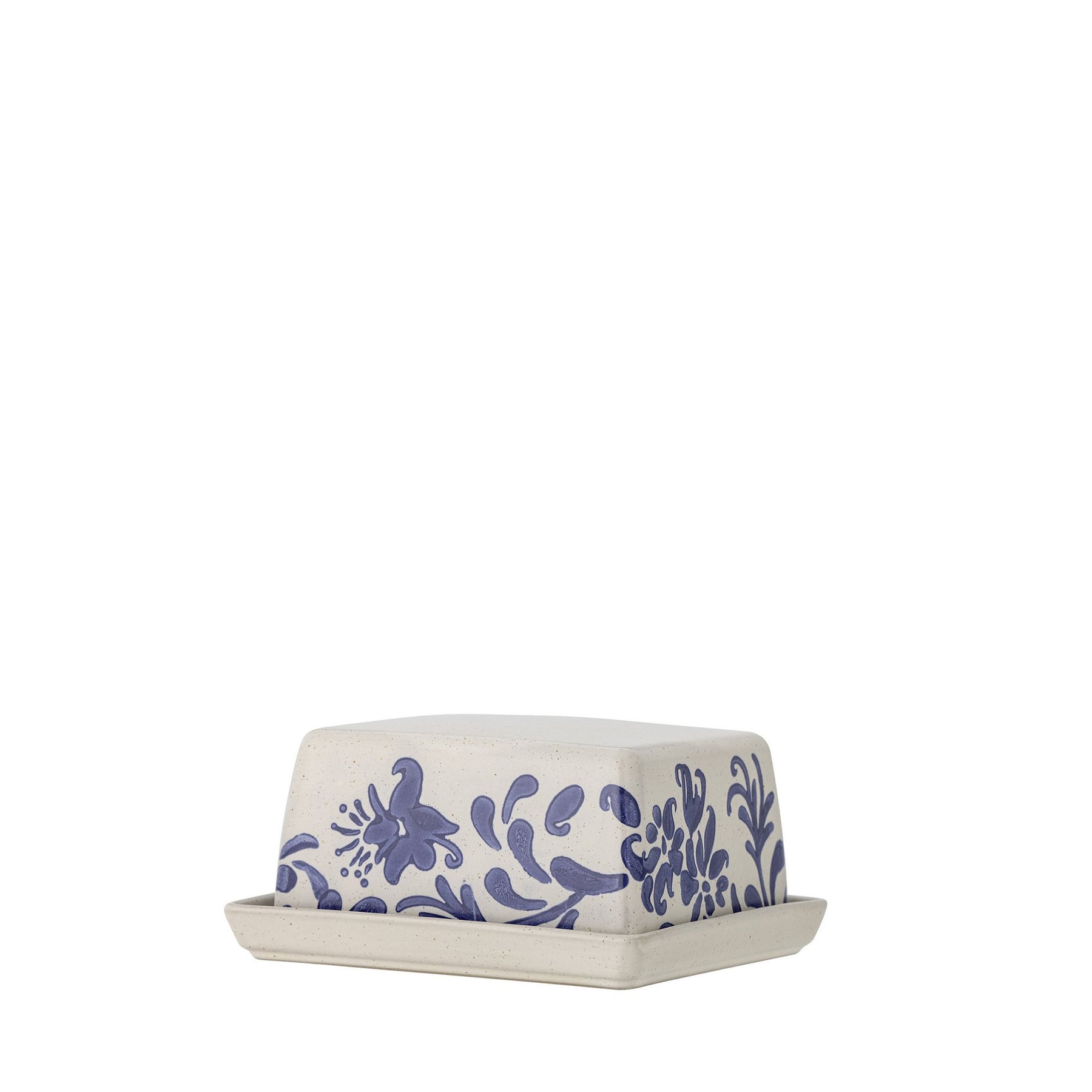 Butterdose Keramik weiß blau – rechteckige Butterdose mit Blumenmuster – Vandeley Berlin