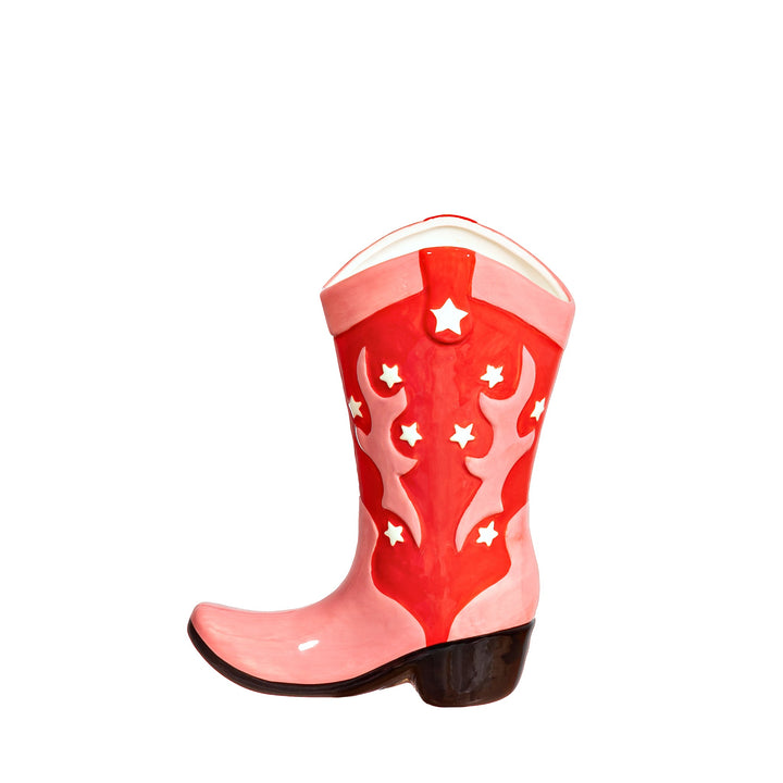 Rote Cowboy-Stiefel-Vase