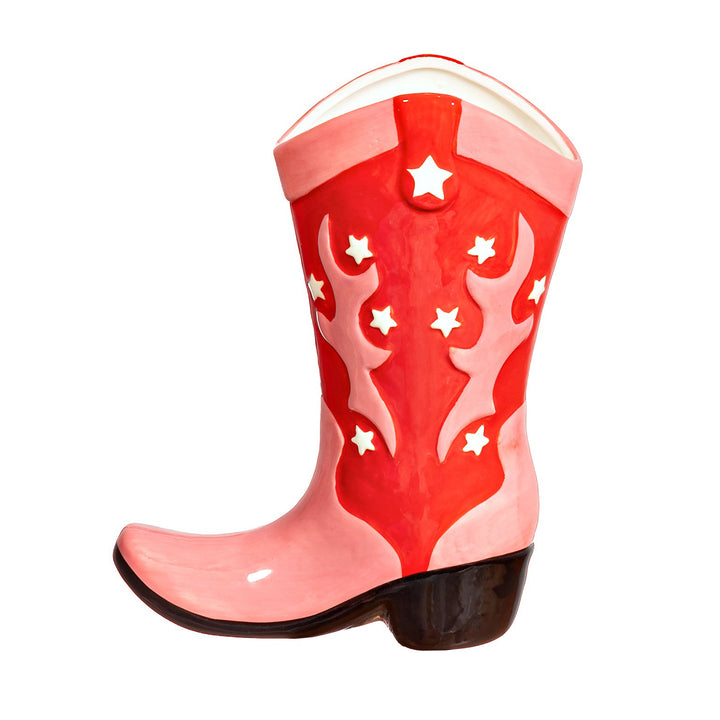 Rote Cowboy-Stiefel-Vase