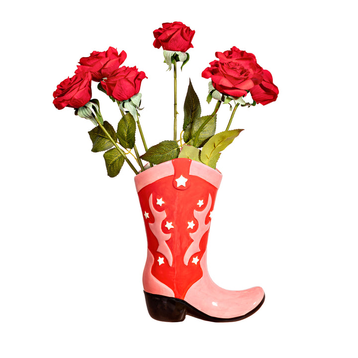 Rote Cowboy-Stiefel-Vase