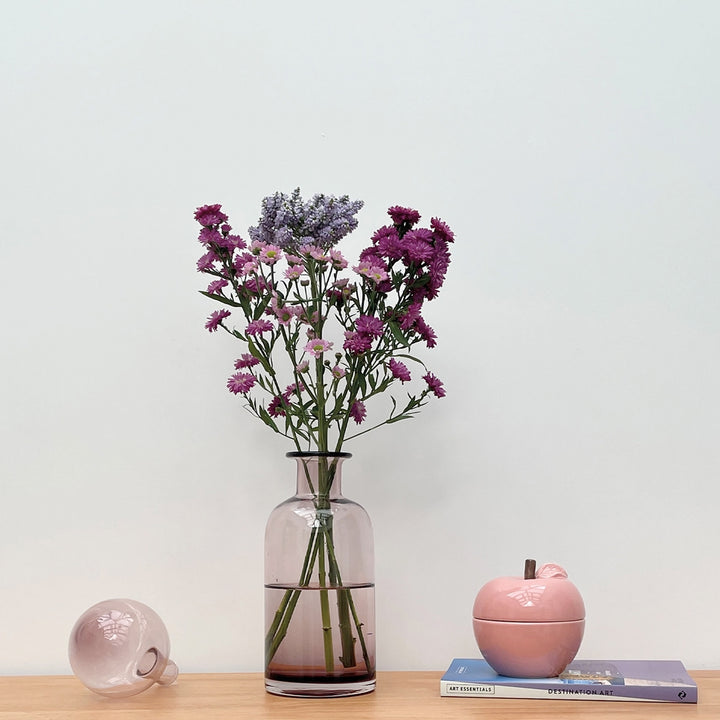 Duftkerze "Amber" in Apfelform mit Deckel - Farbe Rosa