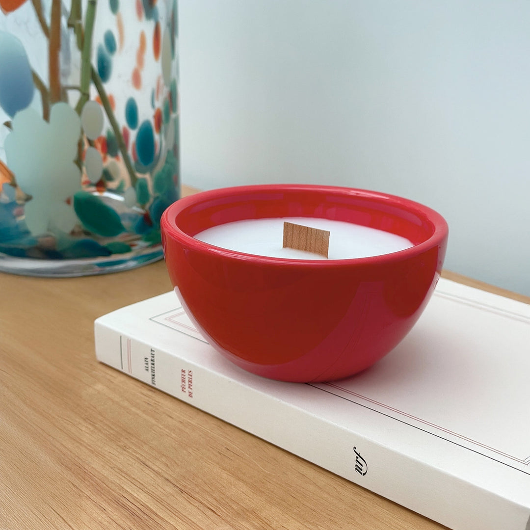 Duftkerze "Amber" in Apfelform mit Deckel - Farbe Rot