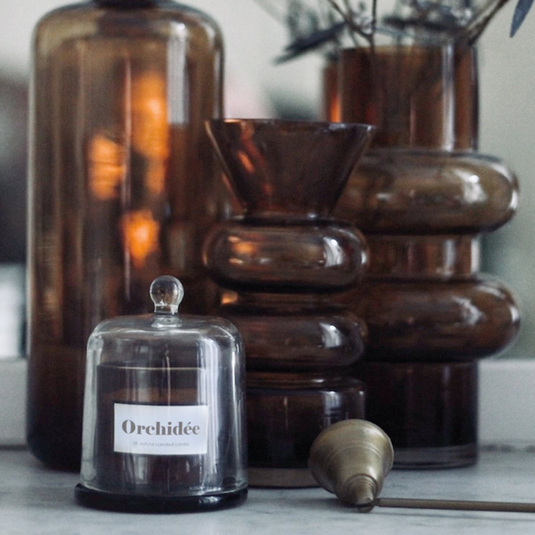 Duftkerze im Glockenglas mit Geschenkverpackung "Weiße Orchidee"