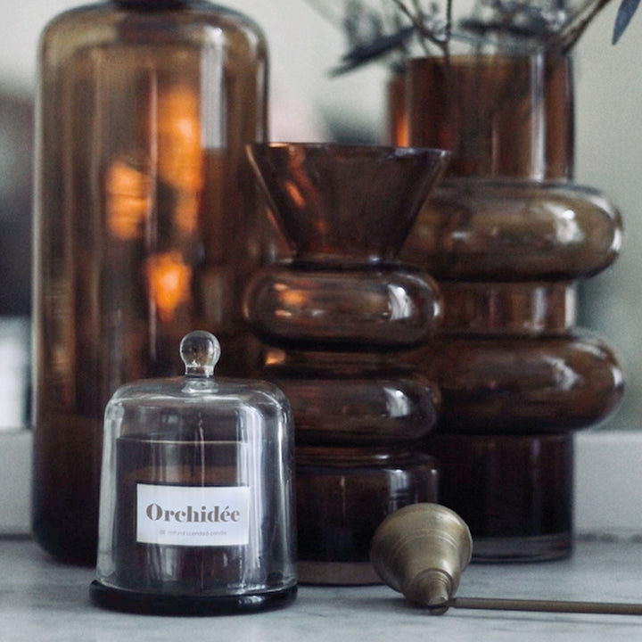 Duftkerze im Glockenglas mit Geschenkverpackung "Weiße Orchidee"