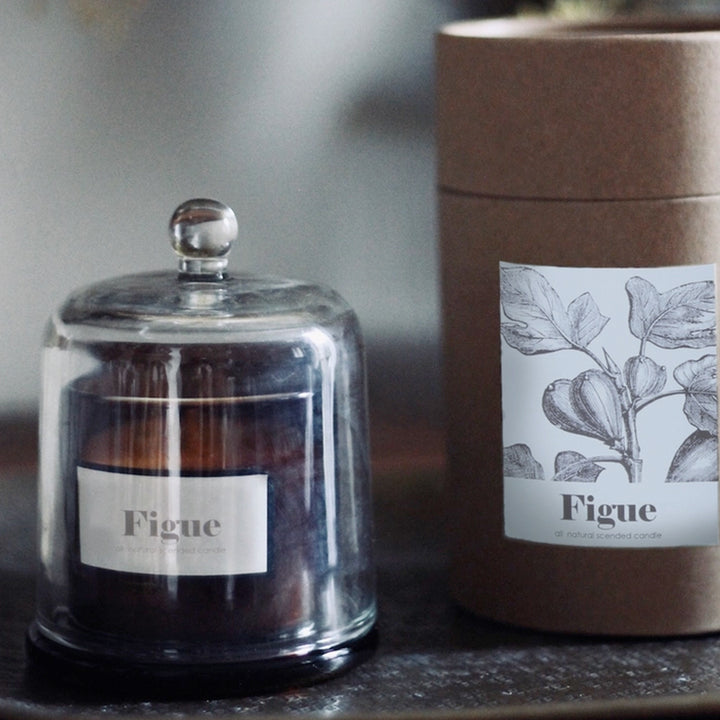 Duftkerze im Glockenglas mit Geschenkverpackung "Holzige Feige"