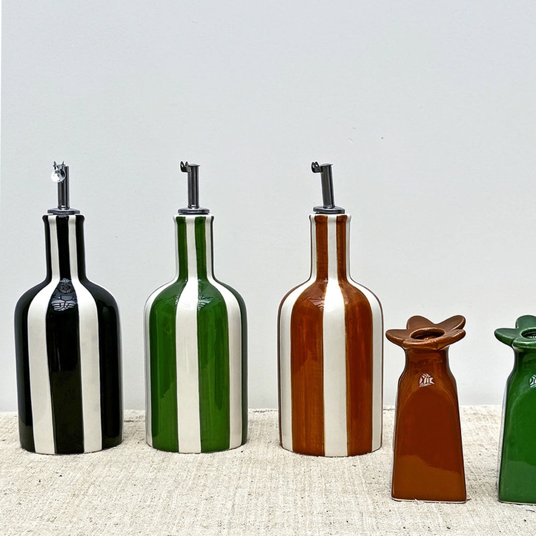 Ölspender "Boheme" mit Streifen - Schwarz-Weiß