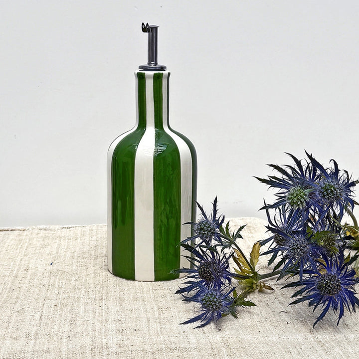 Ölspender "Boheme" mit Streifen - Grün-Weiß