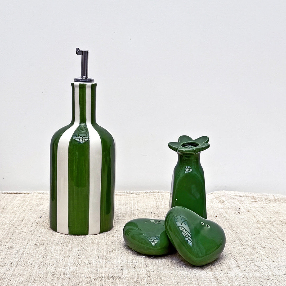 Ölspender "Boheme" mit Streifen - Grün-Weiß