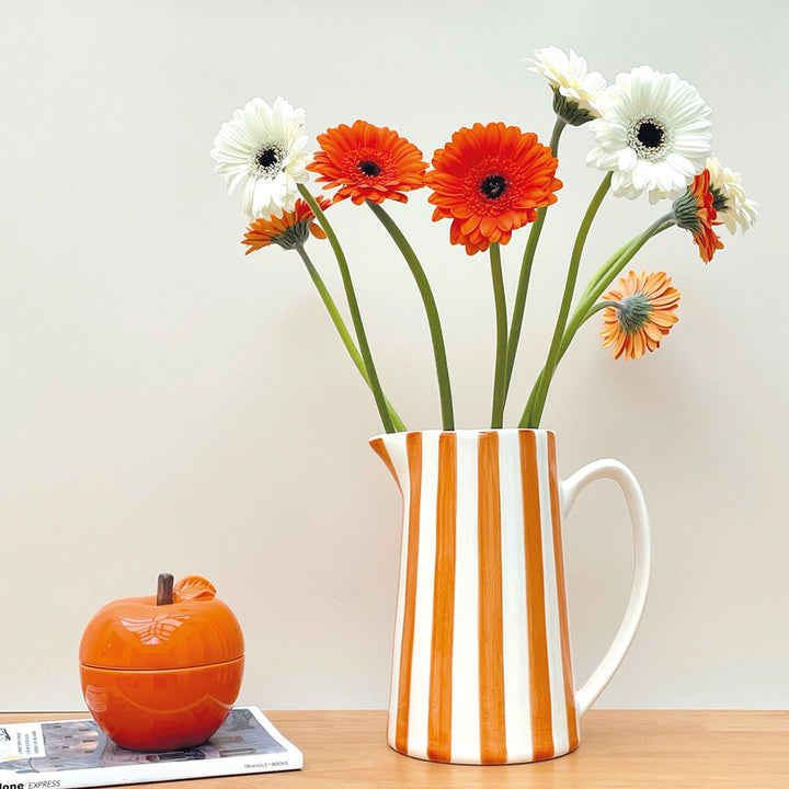 Cooler Krug mit Streifen - Orange-Weiß