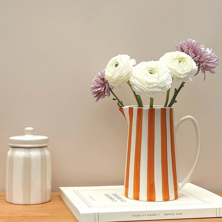 Cooler Krug mit Streifen - Orange-Weiß