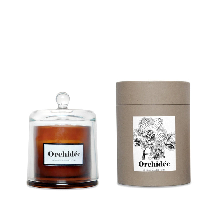 Duftkerze im Glockenglas mit Geschenkverpackung "Weiße Orchidee"