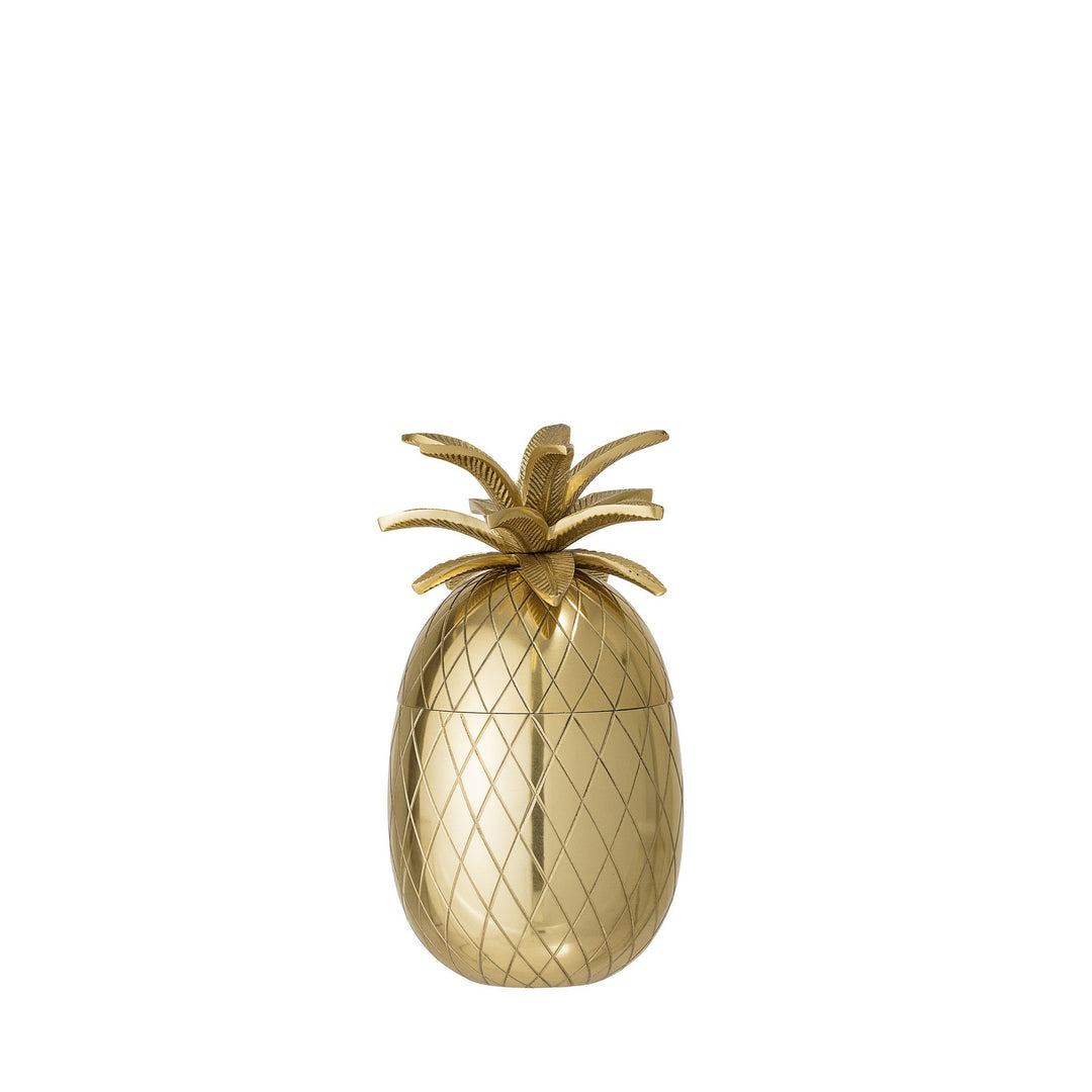 goldfarbener Eiskühler in Form einer Ananas mit abnehmbarem Deckel und graviertem Rautenmuster
