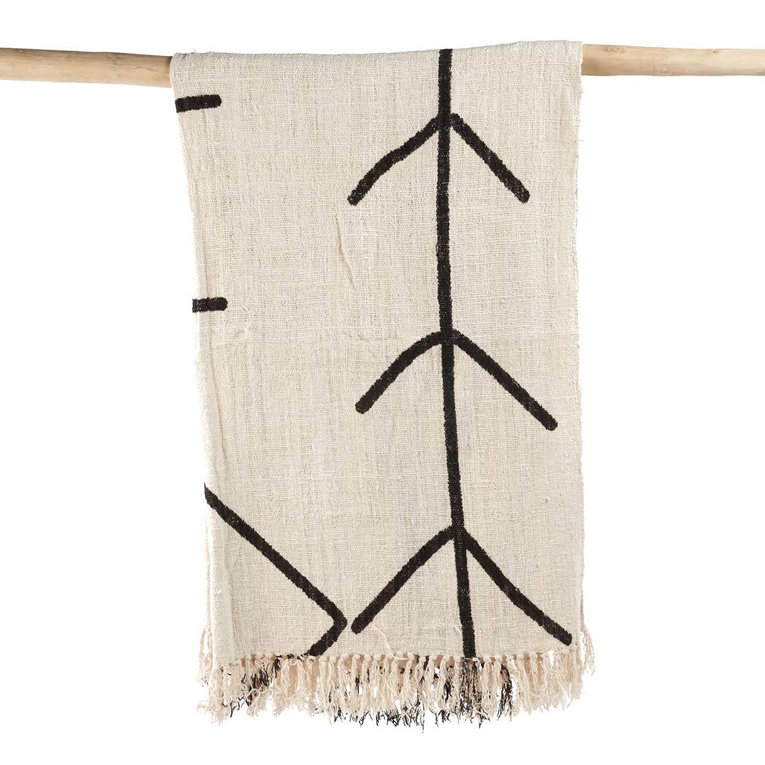 The Evil Eye Überdecke, Natur/ Creme mit schwarzem Muster