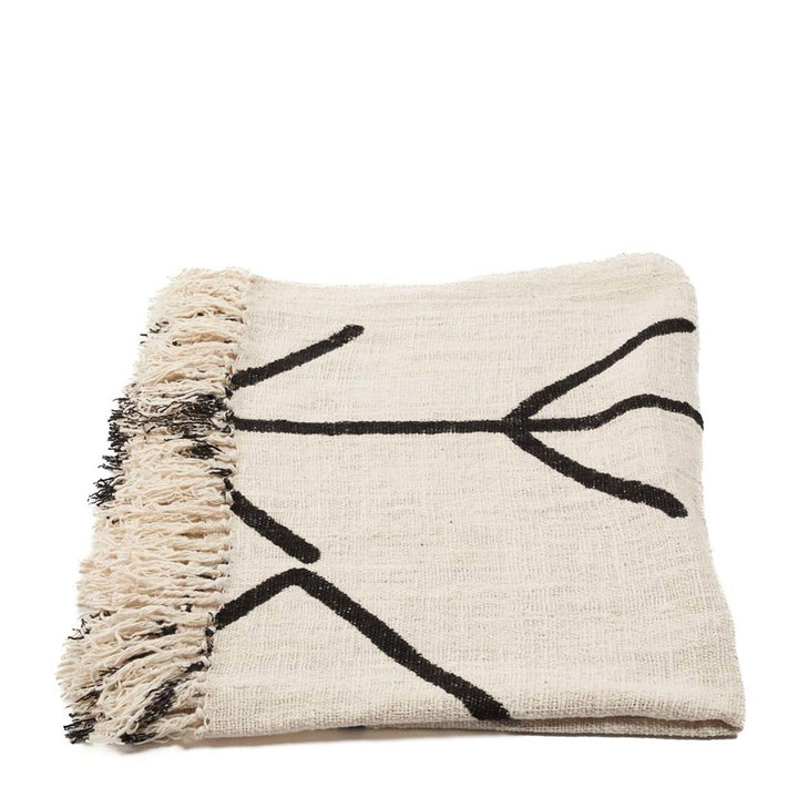 The Evil Eye Überdecke, Natur/ Creme mit schwarzem Muster