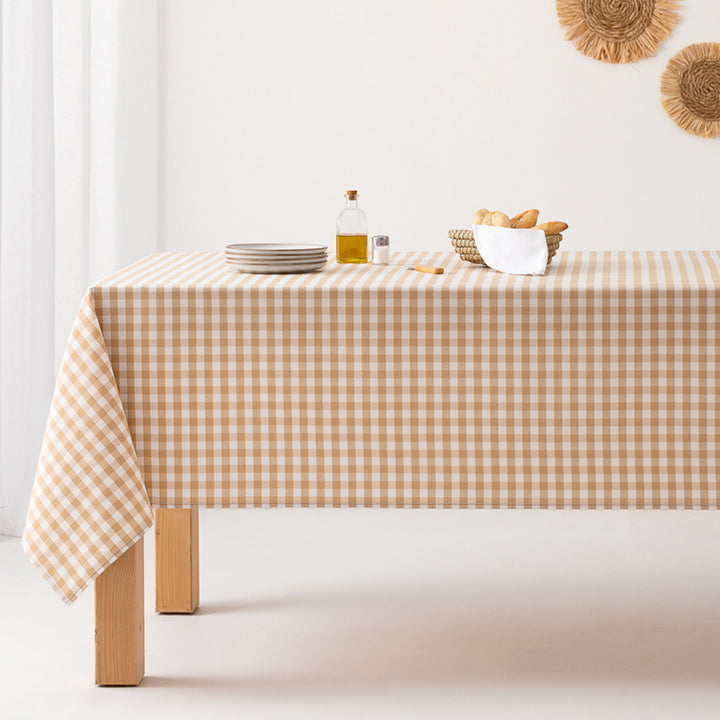 Fleckenabweisende Tischdecke aus Baumwollstoff mit Vichy-Karo - 9 Farben