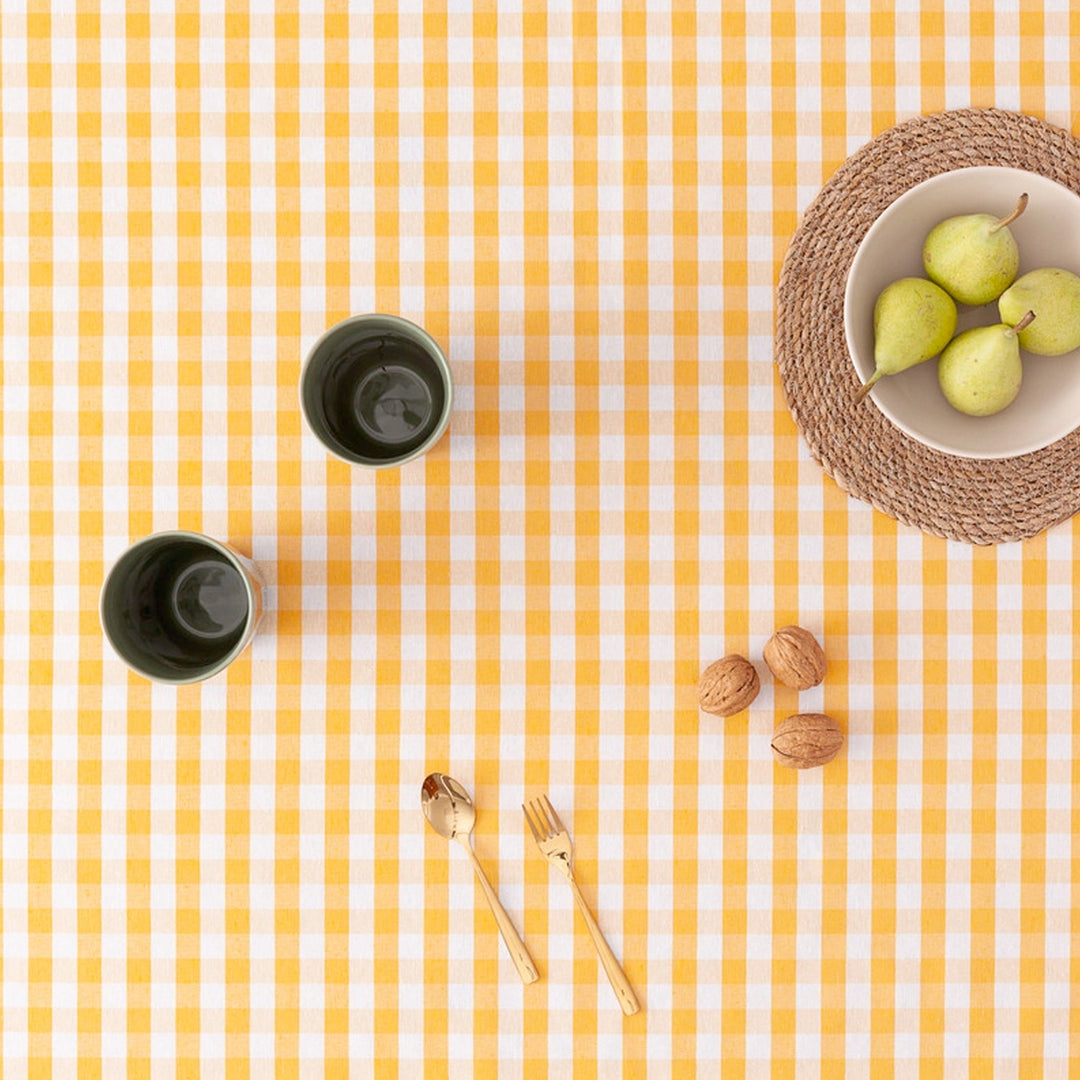 Fleckenabweisende Tischdecke aus Baumwollstoff mit Vichy-Karo - 9 Farben