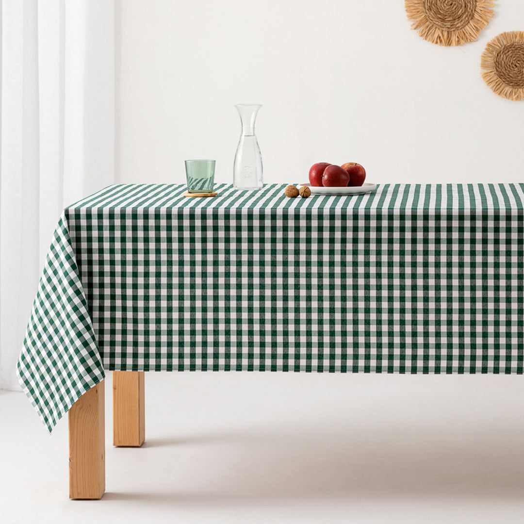 Fleckenabweisende Tischdecke aus Baumwollstoff mit Vichy-Karo - 9 Farben