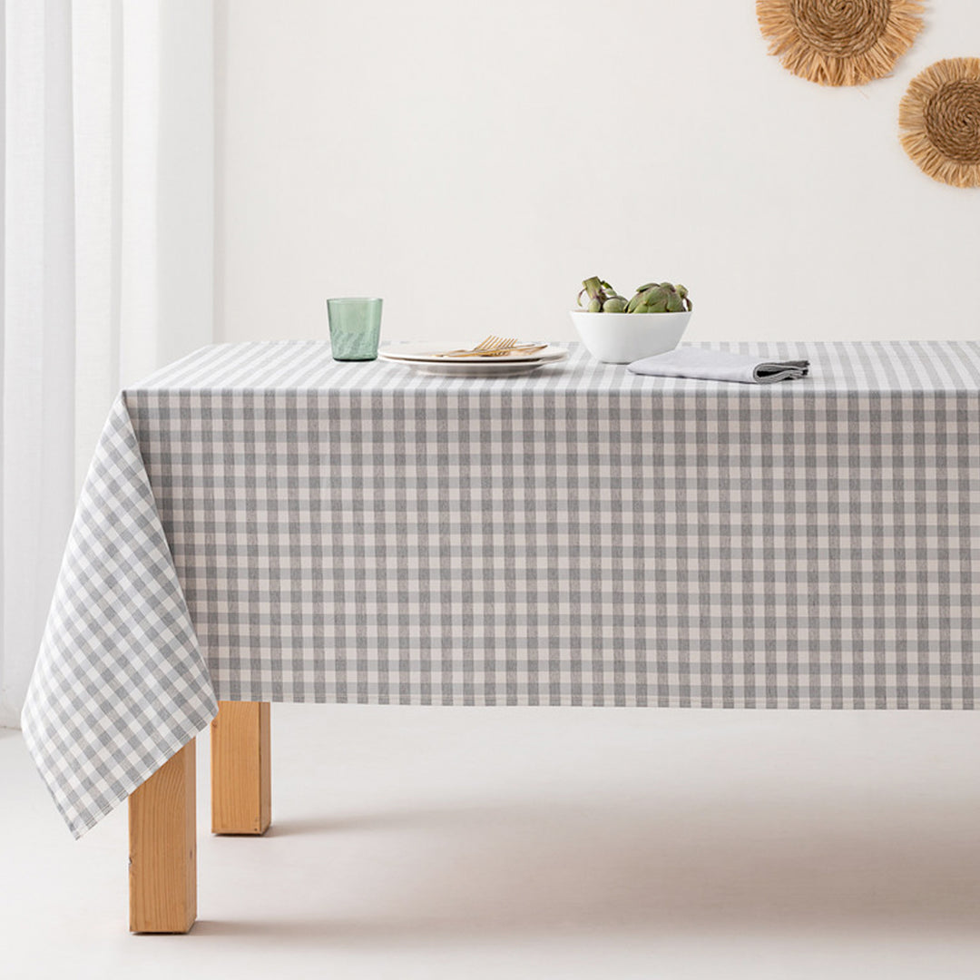 Fleckenabweisende Tischdecke aus Baumwollstoff mit Vichy-Karo - 9 Farben