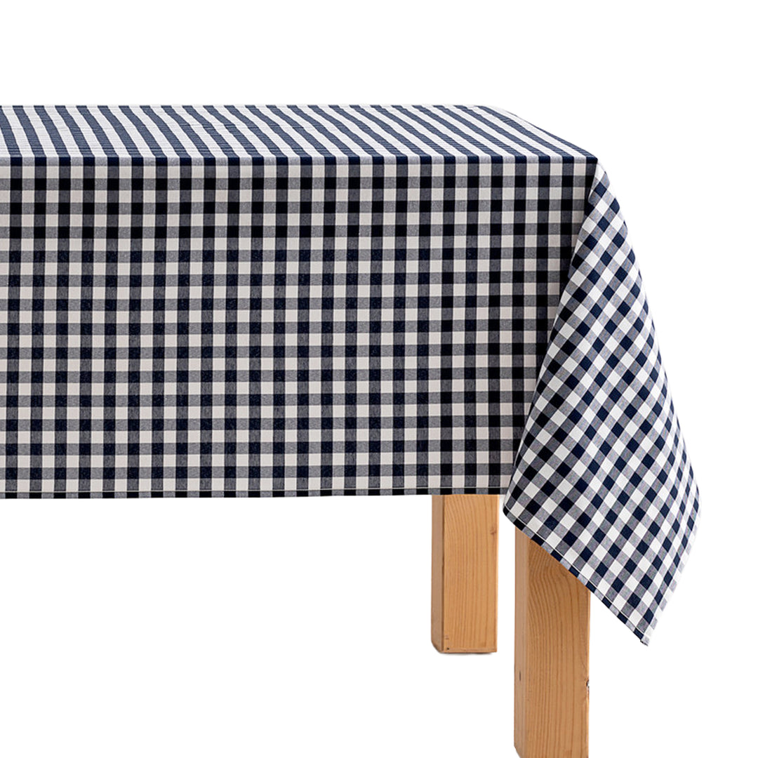 Fleckenabweisende Tischdecke aus Baumwollstoff mit Vichy-Karo - 9 Farben