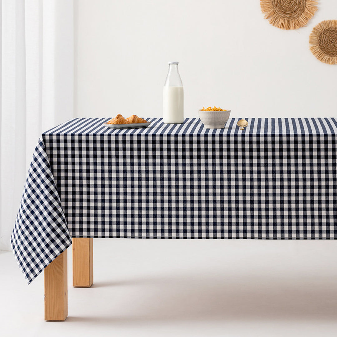 Fleckenabweisende Tischdecke aus Baumwollstoff mit Vichy-Karo - 9 Farben