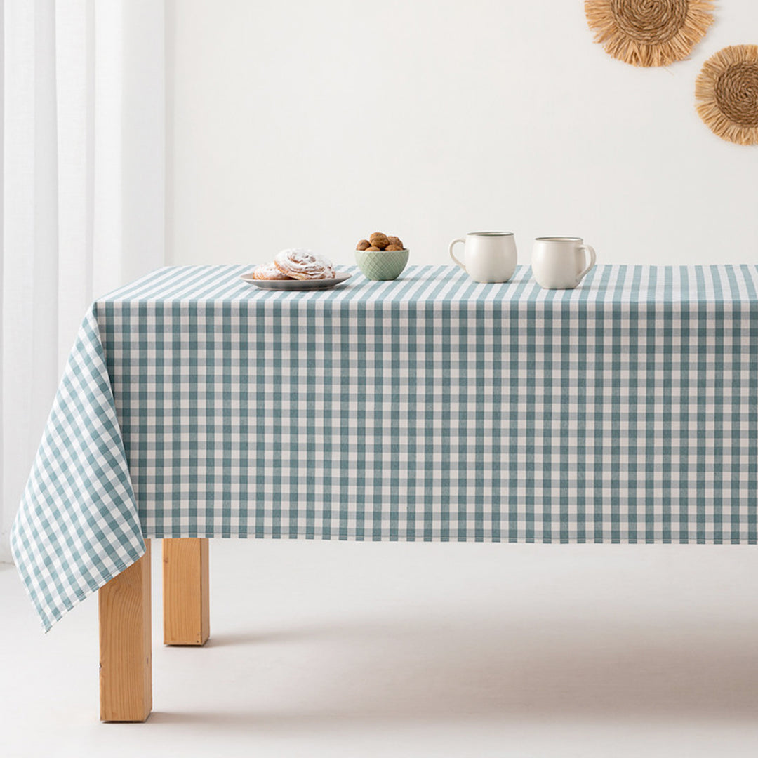 Fleckenabweisende Tischdecke aus Baumwollstoff mit Vichy-Karo - 9 Farben