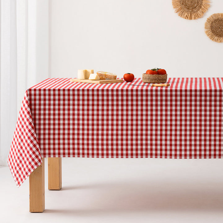 Fleckenabweisende Tischdecke aus Baumwollstoff mit Vichy-Karo - 9 Farben