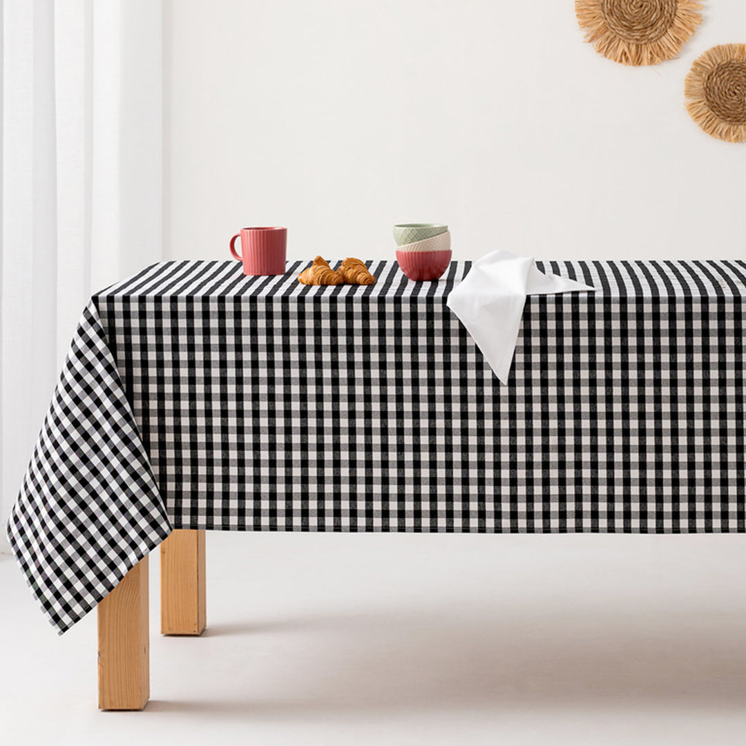 Fleckenabweisende Tischdecke aus Baumwollstoff mit Vichy-Karo - 9 Farben