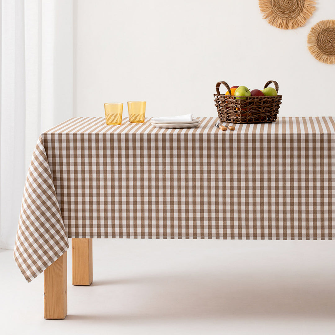 Fleckenabweisende Tischdecke aus Baumwollstoff mit Vichy-Karo - 9 Farben