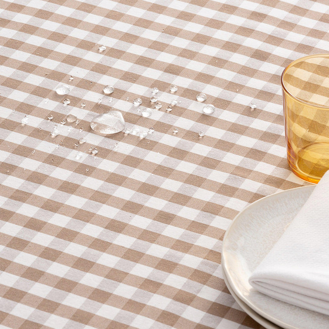 Fleckenabweisende Tischdecke aus Baumwollstoff mit Vichy-Karo - 9 Farben
