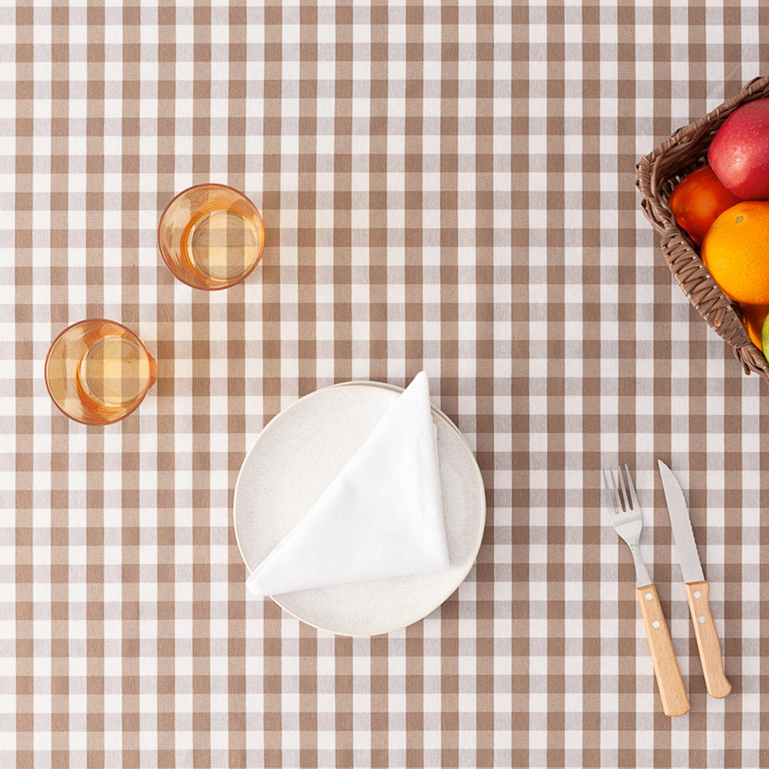 Fleckenabweisende Tischdecke aus Baumwollstoff mit Vichy-Karo - 9 Farben