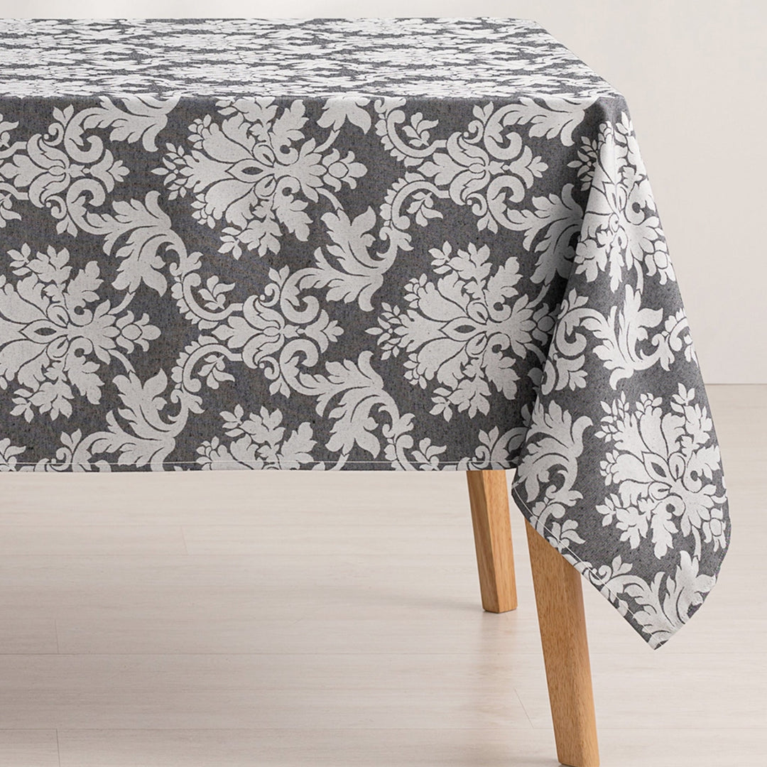 Florale, wasserabweisende Jacquard-Tischdecke aus Baumwolle – 2 Farben