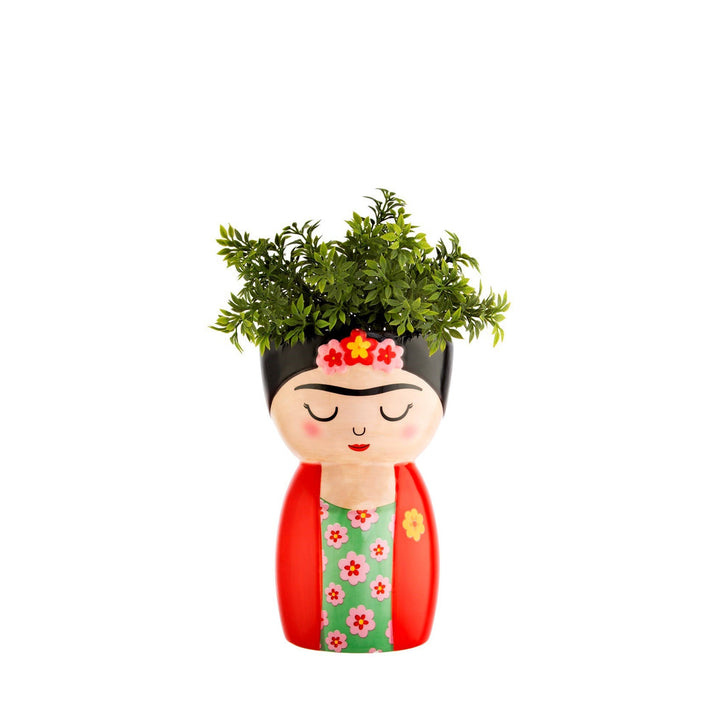 Bunter Blumentopf mit Frida Kahlo Motiv