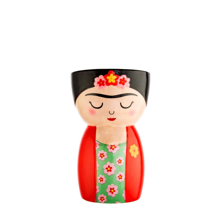 Bunter Blumentopf mit Frida Kahlo Motiv